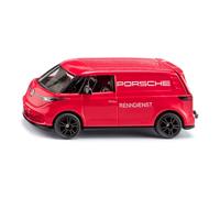 SIKU 1121 VW ID Buzz Cargo Porsche Renndienst Hatchback Trailer Hitch Metal Body Red Motor Sport Vehicle for Children
