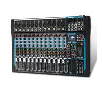 SIKUING 12 Channel Audio Interface, DJ Mixer, 16-bit DSP Effect, USB Audio Mixer+48V Phantom Power, Bluetooth Mixer for Karaoke Streaming Recording,
