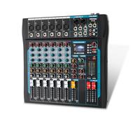 SIKUING 6 Channel Audio Mixer Board for Streaming, Professional Sound Board with 16 DSP Effects, USB Audio Interface and 48V Phantom Power, Stereo DJ Mixer for PC Recording/DJ Stage