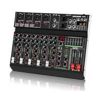 SIKUING channel professional portable mixer, 320 DSP effects + 48V phantom power, Bluetooth sound card + 7-band equalizer, for PC recording, karaoke studio effects, and streaming playback (V600)