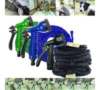 SiKy 75FT Expandable Garden Hose Pipe Expanding Flexible Hose 7 Function Spray Gun Magic Water Hose 3/4" to 1/2" Tap Connector(Blue)