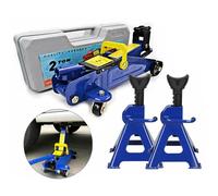 SiKy Heavy Duty Steel 2 Tonne Hydraulic Trolley Jack + 3 Tonne Axle Stands For Car Garage/Workshop, UK Stock