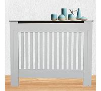 SiKy Medium Radiator Cover Cabinet Heater Protector Modern Home Furniture Display, Traditional Vertical Slatted, White Painted MDF Wood(H 82 x W 112x D 19 Cm)