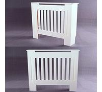 SiKy Radiator Cover Cabinet Heating Covers Durable MDF Wood White Painted Clean Surface Freestanding Vertical, Small: H 82 x W 78 x D 19 Cm