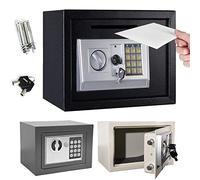 SiKy Small Safe Box, Electronic Digital Keypad, Steel Locking Bolts, Emergency Override Key, Wall or Floor Fixings, Grey, 4.6L, Office or Home Use
