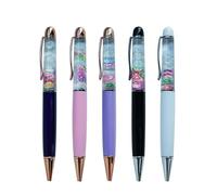 Sikyby Flower Glow In The Dark Cute 3D Floater Liquid Writing Journaling Office Pen Unique Gift For Women Men Kids Set of 5 Pens