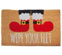 SiL Interiors Christmas Coir Door Mat Non Slip 60 x 40cm - Wipe Your Feet Santa Boot Design