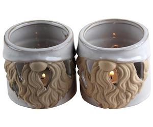 SiL Interiors Christmas Gonk Pottery Design Tea Light Candle Holders - Set of 2