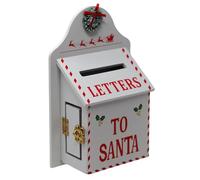 SiL Interiors Christmas Letters to Santa Mail Post Box with Festive Design - White