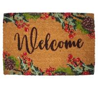 SiL Interiors Christmas Welcome Doormat with Non-Slip Backing 60 x 40 cm Holly Coir Fiber