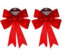 SiL Interiors Giant Red LED Light Up Christmas Bow 40cm Decorations (Set of 2)