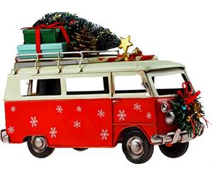 SiL Interiors Large 25cm Christmas Red Camper Van Model Metal Ornament