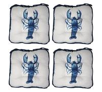 SiL Interiors Nautical Lobster Chair Cushions - Reversible Tied Seat Pads - Set of 4