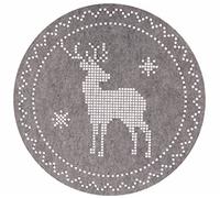 SiL Interiors Nordic Grey Stag Christmas Round Felt Dinner Table Place Mats (Set of 4)