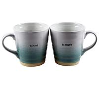 SIL Interiors Pottery Style Mugs, Aqua Duck Egg Blue, Set of 2