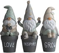 SiL Interiors Set Of 3 Flower Pot 20cm Gonk Garden Gnome Ornaments