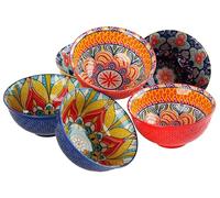 SiL Interiors Small Poke Bowls - Asian Inspired - Ramen, Soup, Noodles - Patterned - Set of 6