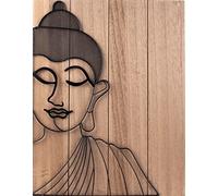 SiL Interiors Thai Buddha Wire Wall Art - 48 x 37cm Wooden Hanging Picture