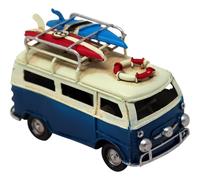 SiL Interiors Vintage Style Navy Blue Camper Van Ornament with Surfboards 11cm