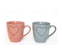 SIL Large Distressed Pink Mug with Embossed Heart Design (Floral, Vintage, Ceramic, 1 count, Dishwasher Safe, Hot Drinks, Casual, Home)