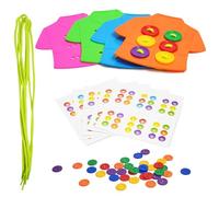 SILAIDESI Clothes Lacing Cards - Dementia Button Lacing games for Alzheimer's, Develops Fine Motor and Basic Life Skills Dementia Activities for Seniors Travel Puzzle Games Memory Game (5.5"*5.4")