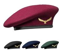SILAK Traditional Army Style Cap with Metal Eagle Badge - Che Guevara Inspired, Woolen French Beret Hat for Men and Women, Maroon, One Size