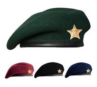 SILAK Traditional Army Style Cap with Metal Star Badge - Che Guevara Inspired, Woolen French Beret Hat for Men and Women, Green, One size