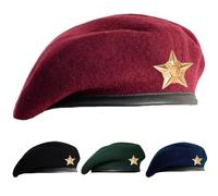 SILAK Traditional Army Style Cap with Metal Star Badge - Che Guevara Inspired, Woolen French Beret Hat for Men and Women, Maroon, One Size