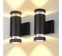 SILAMPDI Dimmable LED Wall Lights, Modern Wall Sconce GU10 Round Lighting Sconce Wall Mounted, 2 Pack Outdoor Wall Lamps IP44 Waterproof Outside Light