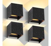SILAMPDI Outdoor Wall Lights 12W Led Outdoor Lights Waterproof IP65 Outside Wall Lights Adjustable Beam Aluminum Black Indoor Wall Lamp 3000K Warm White for Garden Bathroom Bedroom Living Room 4pcs