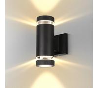 SILAMPDI Outdoor Wall Lights, Outside Wall Lights Mains Powered, IP44 Waterproof Porch Light Modern GU10 Adjustable Beam Aluminum Black Indoor Wall Lamp for House Garden 2pcs