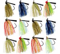 SILANON Bass Fishing Jigs Set - 12pcs Weedless Football, Flipping, Swim Jigs with Weed Guard & Rubber Skirted Baits