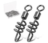 SILANON Fishing Corkscrew Snaps Swivel, 50pcs Stainless Steel Swirl Snap Swivels Barrel Rolling Swivels with Corkscrew Quick Clips Saltwater Freshwater Fishing Lure Line Connectors 2/0-8#