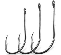 SILANON Fishing Hooks Baitholder Fishing Hook - 120pcs Long Shank Beak Offset Jig Black Fishing Hooks with 2 Baitholder Barbs 4#