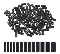 SILANON Single Barrel Crimp Sleeves, 100pcs Fishing Crimp Sleeves Brass Copper Crimping Loop Sleeves Black Oxidized Fishing Line Tube Connector Wire Leader Rigging Tackle 4.0mm