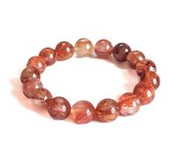 Silan's Natural Red Aventurine Bracelet with Lucky Card, Elastic Red Glass Gift for Women, Adjustable Elastic Jewelry with Sparkling Gemstones, 9-10mm, Crystal, Crystal