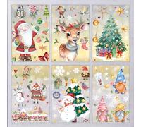 SILARLAIT 10 Sheets Multicoloured Waterproof Reusable Christmas Window Decals, Chrome Finish, Traditional Style, Star Shape, Perfect for Indoor Glass & Mirror, Christmas Parties