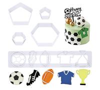 Silars Football Cutters, 5pcs Set: 4x Hexagon + 1x Pattern, DIY Baking & Decorating