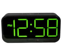 Silas Wireless LED Alarm Clock, Black / Green - 16575