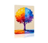 Silavo Wall Art - Abstract Colourful Tree of Life Artwork, Modern Expressionist Wall Decor, Wall Art for Living Room, Bedroom, Bathroom Decor, Gifts for Family or Friends (11.8in X 7.9in Unframed)