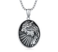 SILBAZ Jesus Necklace 316L Stainless Steel Oval Jesus Pendant Christian Saint Jewelry Birthday Christmas Gifts for Men Friends Father