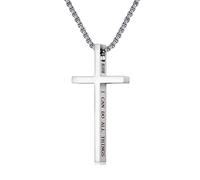 SILBAZ Mens Cross Necklace 316L Stainless Steel Cross Pendant Minimalist Religious Jewelry Gifts for Unisex