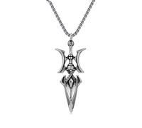 SILBAZ Men's Viking Necklace Stainless Steel Viking Nordic Compass/Celtic Knot/Spear Tip/Baltagram/David Star/Fish Hook/Viking Rune/Trident/Anchor/Moon Charm Jewelry, 53.8mm*22.8mm, Stainless Steel