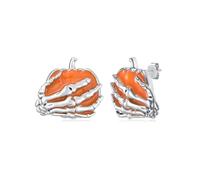 SILBAZ Pumpkin Earrings Enamel Pumpkin Funny Pumpkin Earrings Jewelry Birthday Christmas Gift for Women Girls, White Gold, No Gemstone