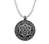 SILBAZ Star of David Necklace for Men Stainless Steel Hexagram Pendant Solomon Protection Amulet Jewelry Birthday Graduation Gift Dad Boyfriends, Stainless Steel, No Gemstone