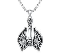 SILBAZ Viking Battle Axe Necklace for Men Vintage Viking Pendant Nordic Viking Ax Jewelry Christmas Gift for Father Husband