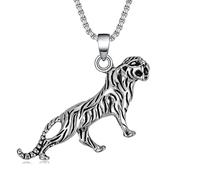 SILBAZ Viking Leopard Necklace for Men Stainless Steel Nordic Leopard Pendant Punk Rock Animal Jewelry Birthday Christmas Gift for Father Boyfriend