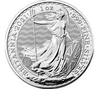 Silbermünze Britannia 2021, 1 Unze, 999/1000 Silber, Fine (The Royal Mint), Differenzbesteuert nach § 25a UstG