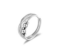 SILBERTALE 925 Sterling Silver Fidget Ring Anxiety Rings for Women Adjustable Thumb Ring Cubic Zirconia Stress Rings
