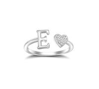 SILBERTALE 925 Sterling Silver Heart Shaped Letter Ring, Adjustable Size 52 to 58, Initial A-Z, Individual Fashion Jewellery with Gift Box, Verstellbarer Größe 52 bis 58